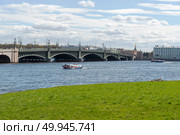 Троицкий мост через Неву со стороны Кронверкского пролива. Санкт-Петербург. Редакционное фото, фотограф Александр Щепин / Фотобанк Лори