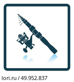 Icon of curved fishing tackle on gray background, round shadow. Shadow reflection design. Vector illustration. Стоковая иллюстрация, агентство Ingram Publishing / Фотобанк Лори