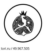 Icon of Pomegranate. Thin circle design. Vector illustration. Стоковая иллюстрация, агентство Ingram Publishing / Фотобанк Лори