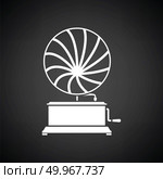 Gramophone icon. Black background with white. Vector illustration. Стоковая иллюстрация, агентство Ingram Publishing / Фотобанк Лори