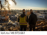 Elevated Coexistence: Conquerors of the Construction. Стоковое AI-изображение, AI-художник Данила Большаков / Фотобанк Лори