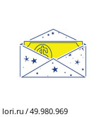 Birthday gift envelop icon with money  . Thin line design. Vector illustration. Стоковое фото, агентство Ingram Publishing / Фотобанк Лори