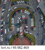view from a birdseye to the city of Kiev, street with a lot of parked cars. Aerial view of the city of Kiev. Стоковое фото, агентство Ingram Publishing / Фотобанк Лори