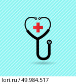Stethoscope flat icon and is related to health care and medical category. Vector illustration. Стоковая иллюстрация, агентство Ingram Publishing / Фотобанк Лори