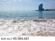 Barceloneta Beach and Hotel Vela . Barcelona, Spain.Top view. Barceloneta Beach and Hotel Vela. Стоковое фото, агентство Ingram Publishing / Фотобанк Лори