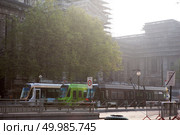 A tram of Brussels tramway network in Brussels, Belgium. tram of Brussels tramway network. Стоковое фото, агентство Ingram Publishing / Фотобанк Лори