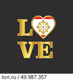 Love typography Sikkim flag design vector Gold lettering. Стоковая иллюстрация, агентство Ingram Publishing / Фотобанк Лори