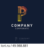 P company logo design with visiting card vector. Стоковая иллюстрация, агентство Ingram Publishing / Фотобанк Лори