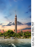 Tall TV tower in Cairo near Nile. Стоковое фото, агентство Ingram Publishing / Фотобанк Лори