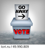 Voter suppression and vote disenfranchisement to influence the outcome of an election as a revocation of the right for voting access and laws that disenfranchise voters as a 3D illustration. Стоковое фото, агентство Ingram Publishing / Фотобанк Лори