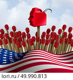 Gaslighting America and gaslight psychology in the United States concept as manipulating using psychological national communication as a 3D render. Стоковое фото, агентство Ingram Publishing / Фотобанк Лори