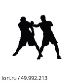 Boxing silhouette. Black on White. Vector illustration. Стоковая иллюстрация, агентство Ingram Publishing / Фотобанк Лори
