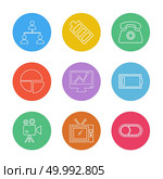 network , battery ,telephone  ,low battery , button , toggle , pie chart , camcoder ,graph , tv, icon, vector, design,  flat,  collection, style, creative,  icons. Стоковая иллюстрация, агентство Ingram Publishing / Фотобанк Лори