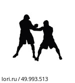 Boxing silhouette. Black on White. Vector illustration. Стоковое фото, агентство Ingram Publishing / Фотобанк Лори