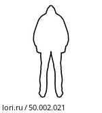 Man in the hood concept danger silhouette back side icon black color vector illustration flat style simple image outline. Стоковая иллюстрация, агентство Ingram Publishing / Фотобанк Лори