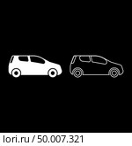 Mini car Compact shape for travel racing icon set white color vector illustration flat style simple image. Стоковая иллюстрация, агентство Ingram Publishing / Фотобанк Лори