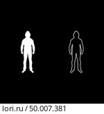 Man in the hood concept danger silhouette front side icon set white color vector illustration flat style simple image. Стоковая иллюстрация, агентство Ingram Publishing / Фотобанк Лори