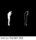 Concept of failure what is it for me problem Man raised hands silhouette icon set white color vector illustration flat style simple image. Стоковая иллюстрация, агентство Ingram Publishing / Фотобанк Лори
