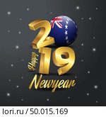 2019 Happy New Year Cook Islands Flag Typography. Abstract Celebration background. Стоковая иллюстрация, агентство Ingram Publishing / Фотобанк Лори