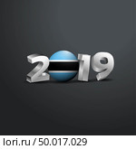 2019 Grey Typography with Botswana Flag. Happy New Year Lettering. Стоковая иллюстрация, агентство Ingram Publishing / Фотобанк Лори