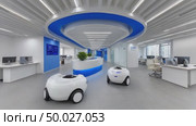 Autonomous robots moving in modern office, artificial intelligence and automation. Стоковое AI-видео, аниматор Юрий Поздников / Фотобанк Лори