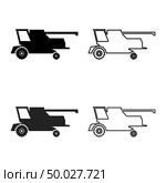 Farm harvester for work on field Combine icon set grey black color vector illustration outline flat style simple image. Стоковая иллюстрация, агентство Ingram Publishing / Фотобанк Лори