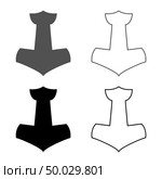 Thor’s hammer Mjolnir icon set grey black color vector illustration outline flat style simple image. Стоковая иллюстрация, агентство Ingram Publishing / Фотобанк Лори