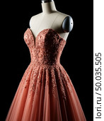 Evening dress on a mannequin close-up. Стоковое AI-изображение, AI-художник Анна Никонорова / Фотобанк Лори