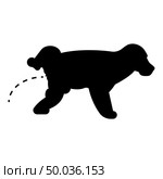 Pissing dog Puppy pissing Pet pissing with raised leg icon black color vector illustration flat style simple image. Стоковая иллюстрация, агентство Ingram Publishing / Фотобанк Лори