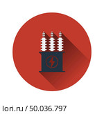 Electric transformer icon. Flat color design. Vector illustration. Стоковая иллюстрация, агентство Ingram Publishing / Фотобанк Лори
