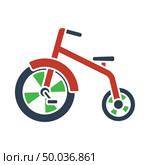 Baby trike icon. Flat color design. Vector illustration. Стоковое фото, агентство Ingram Publishing / Фотобанк Лори