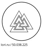 Valknut sign symblol icon outline black color vector in circle round illustration flat style simple image. Стоковая иллюстрация, агентство Ingram Publishing / Фотобанк Лори