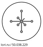 Helm of awe aegishjalmur or egishjalmur galdrastav icon outline black color vector in circle round illustration flat style simple image. Стоковая иллюстрация, агентство Ingram Publishing / Фотобанк Лори