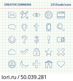 Creative Commons 25 Doodle Icons. Hand Drawn Business Icon set. Стоковая иллюстрация, агентство Ingram Publishing / Фотобанк Лори