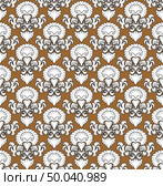 Damask Seamless Pattern. Elegant Outline  Design in Royal Baroque Style Background Texture. Floral and Swirl Element. Ideal for Textile Print and Wallpapers.Vector Illustration. Стоковая иллюстрация, агентство Ingram Publishing / Фотобанк Лори