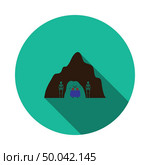 Scare cave in amusement park icon. Flat color design. Vector illustration. Стоковая иллюстрация, агентство Ingram Publishing / Фотобанк Лори