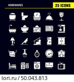 Home wares Solid Glyph Icons Set For Infographics, Mobile UX/UI Kit And Print Design. Include: Appliances, Home, Home Ware, House, Pan, Bathroom, Furniture, Icon Set - Vector. Стоковая иллюстрация, агентство Ingram Publishing / Фотобанк Лори