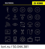 Multimedia Line Icon for Web, Print and Mobile UX/UI Kit. Such as: Media, Mic, Microphone, Sound, Control, Fast, Forward, Media, Pictogram Pack. - Vector. Стоковая иллюстрация, агентство Ingram Publishing / Фотобанк Лори