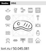 Bbq Hand Drawn Icon Pack For Designers And Developers. Icons Of Barbecue, Bbq, Food, Sausage, Glass, Drink, Bbq, Lemon, Vector. Стоковая иллюстрация, агентство Ingram Publishing / Фотобанк Лори
