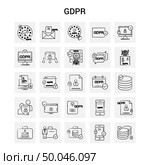 25 Hand Drawn GDPR icon set. Gray Background Vector Doodle. Стоковая иллюстрация, агентство Ingram Publishing / Фотобанк Лори