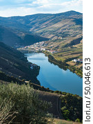 View of the terraced vineyards in the Douro Valley and river near the village of Pinhao, Portugal. Concept for travel in Portugal and most beautiful places in Portugal. Стоковое фото, агентство Ingram Publishing / Фотобанк Лори