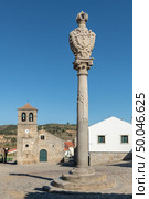 Portuguese Pillory and Church and bell tower from the 17th century at Freixo do Numao. Council of Vila Nova de Foz Coa. Portugal. Douro Region. Стоковое фото, агентство Ingram Publishing / Фотобанк Лори