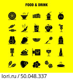 Food And Drink Solid Glyph Icons Set For Infographics, Mobile UX/UI Kit And Print Design. Include: Cocktail, Glass, Goblet, Glass, Wine, Drink, Baking, Croissant, Icon Set - Vector. Стоковая иллюстрация, агентство Ingram Publishing / Фотобанк Лори