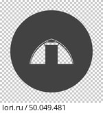 Touristic tent  icon. Subtract stencil design on tranparency grid. Vector illustration. Стоковая иллюстрация, агентство Ingram Publishing / Фотобанк Лори