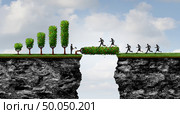 Profit sharing concept and business altruism as a businessman donating profits and opening economic opportunity to people by bridging the gap with 3D illustration elements. Стоковое фото, агентство Ingram Publishing / Фотобанк Лори
