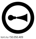 Car horn Klaxon vintage style Car single tube air horn Hooter Car whistle Siren Buzzer icon in circle round black color vector illustration flat style simple image. Car horn Klaxon vintage style Car single tube air horn Hooter Car whistle Siren Buzzer icon in circle round black color vector illustration flat style image. Стоковая иллюстрация, агентство Ingram Publishing / Фотобанк Лори