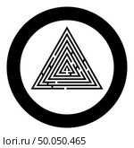 Triangular labyrinth Maze conundrum Labyrinth conundrum icon in circle round black color vector illustration flat style simple image. Triangular labyrinth Maze conundrum Labyrinth conundrum icon in circle round black color vector illustration flat style image. Стоковая иллюстрация, агентство Ingram Publishing / Фотобанк Лори