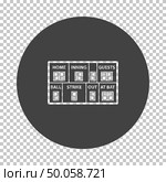 Baseball scoreboard icon. Subtract stencil design on tranparency grid. Vector illustration. Стоковая иллюстрация, агентство Ingram Publishing / Фотобанк Лори