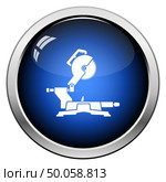 Circular end saw icon. Glossy Button Design. Vector Illustration. Стоковое фото, агентство Ingram Publishing / Фотобанк Лори