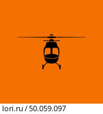 Helicopter icon front view. Black on Orange background. Vector illustration. Стоковое фото, агентство Ingram Publishing / Фотобанк Лори